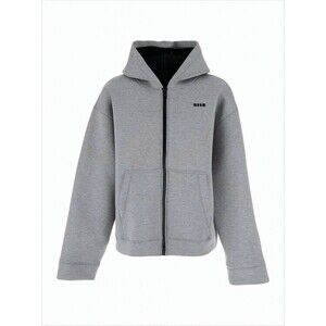 Msgm Cropped Heathered Grey Hoodie - NWT